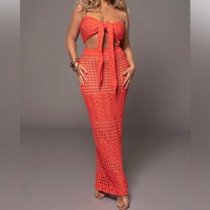 JLUXLABEL CORAL CARIBBEAN SKIES SKIRT SET